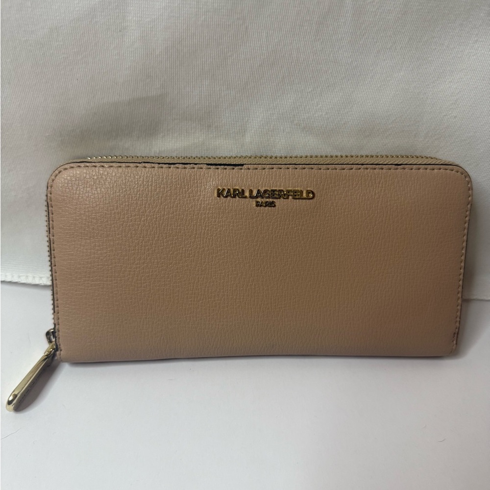 Karl Lagerfeld Tan Wallet Smooth Leather Zip-Around